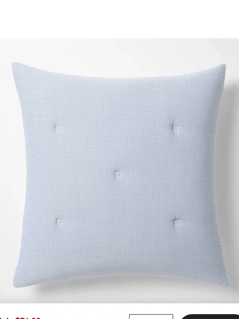 Crate&Barrel Light Blue Euro Sham with Subtle Grid
